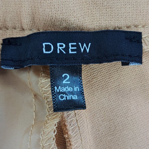 Drew Cropped Soft Belted Khaki Camel Center Seam Crops Size 2 - Picture 8 of 11